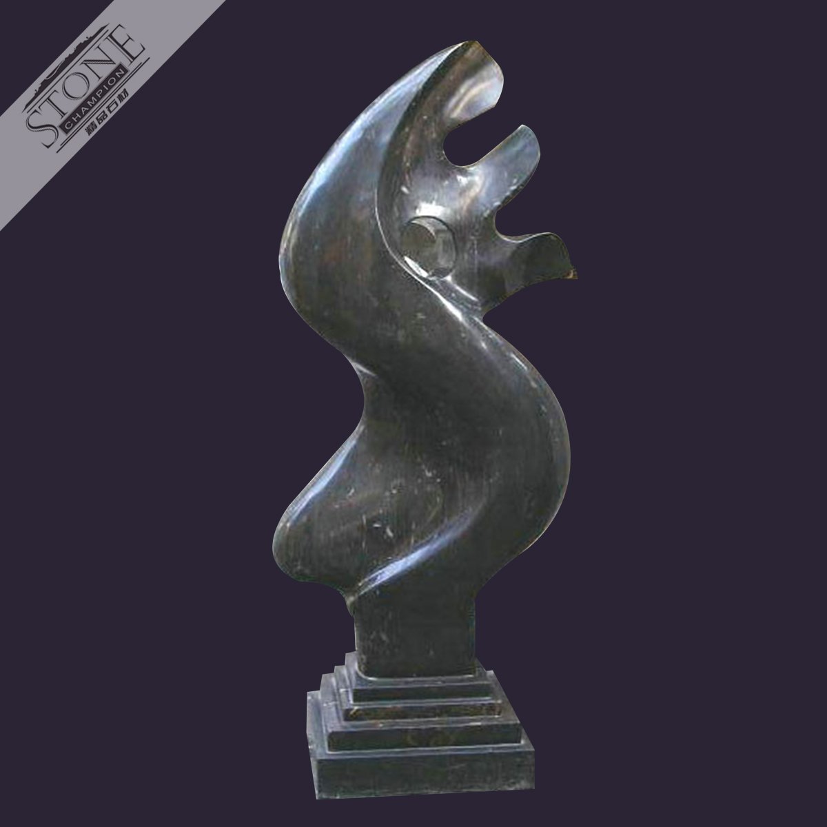 Black marble abstract sulpture