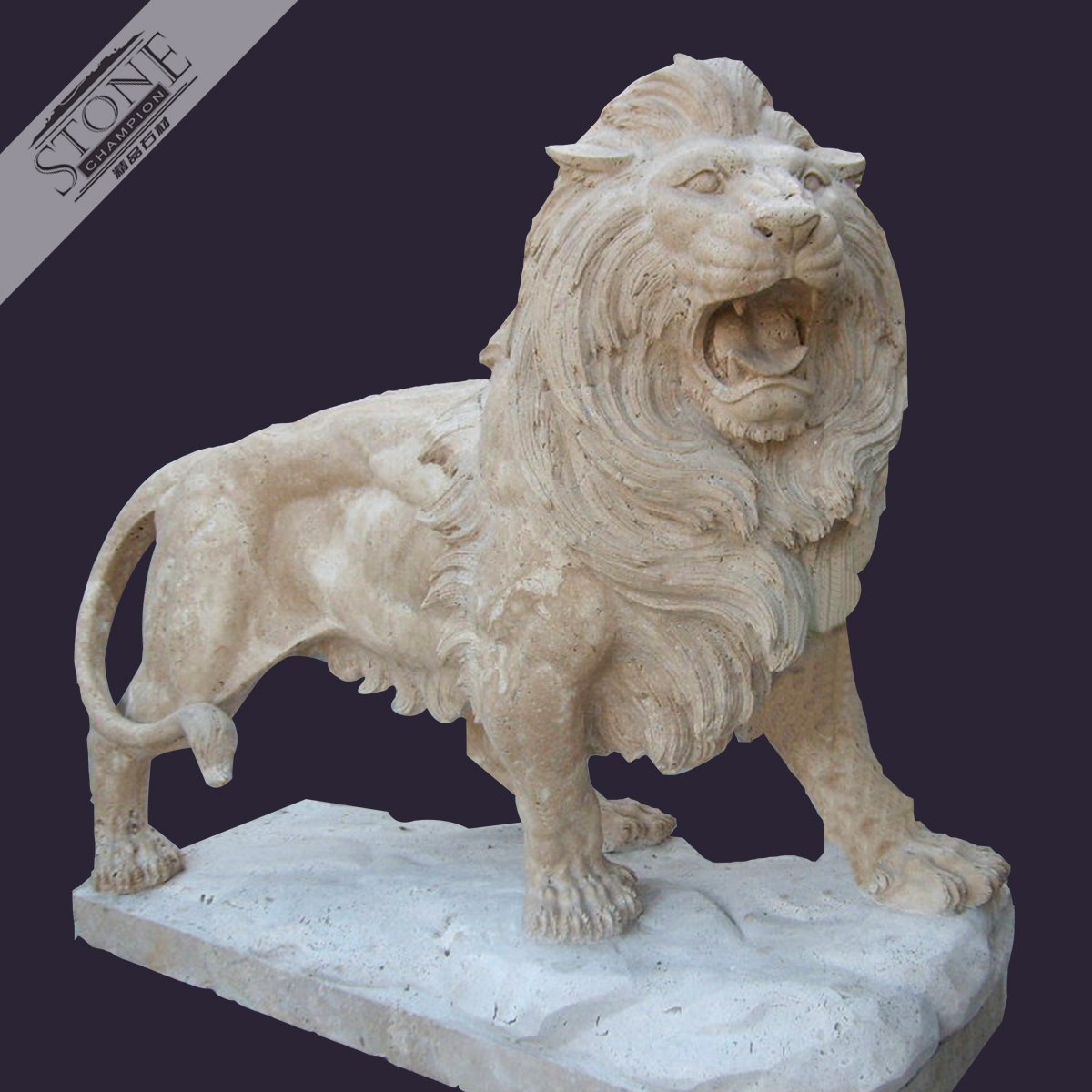  Beige travertine lion statue