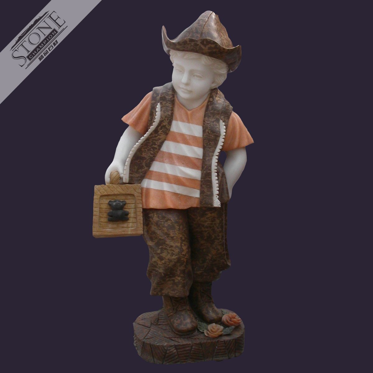 Mixed color marble child statue