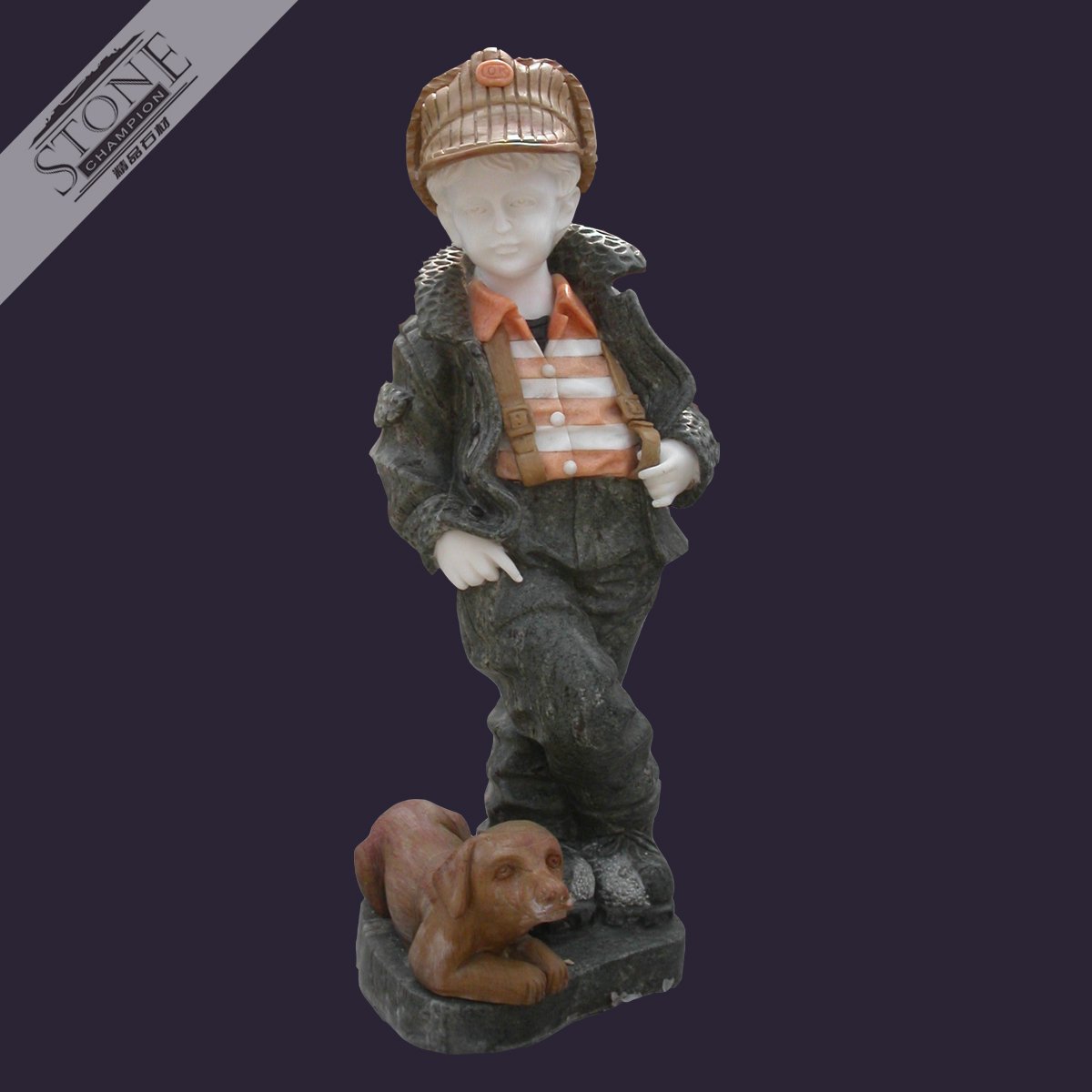 Mixed color marble child statue