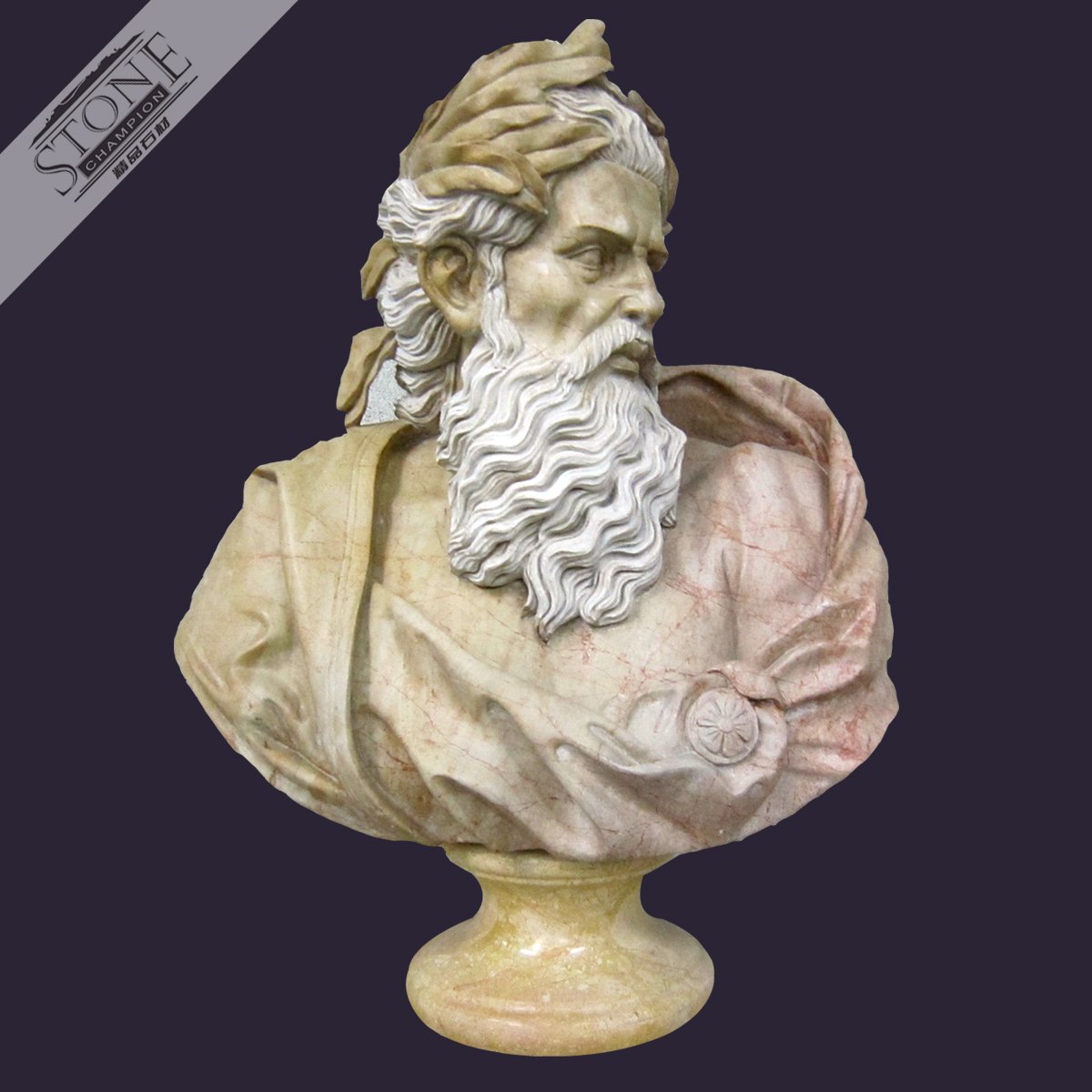 Hand carved marble bust statue