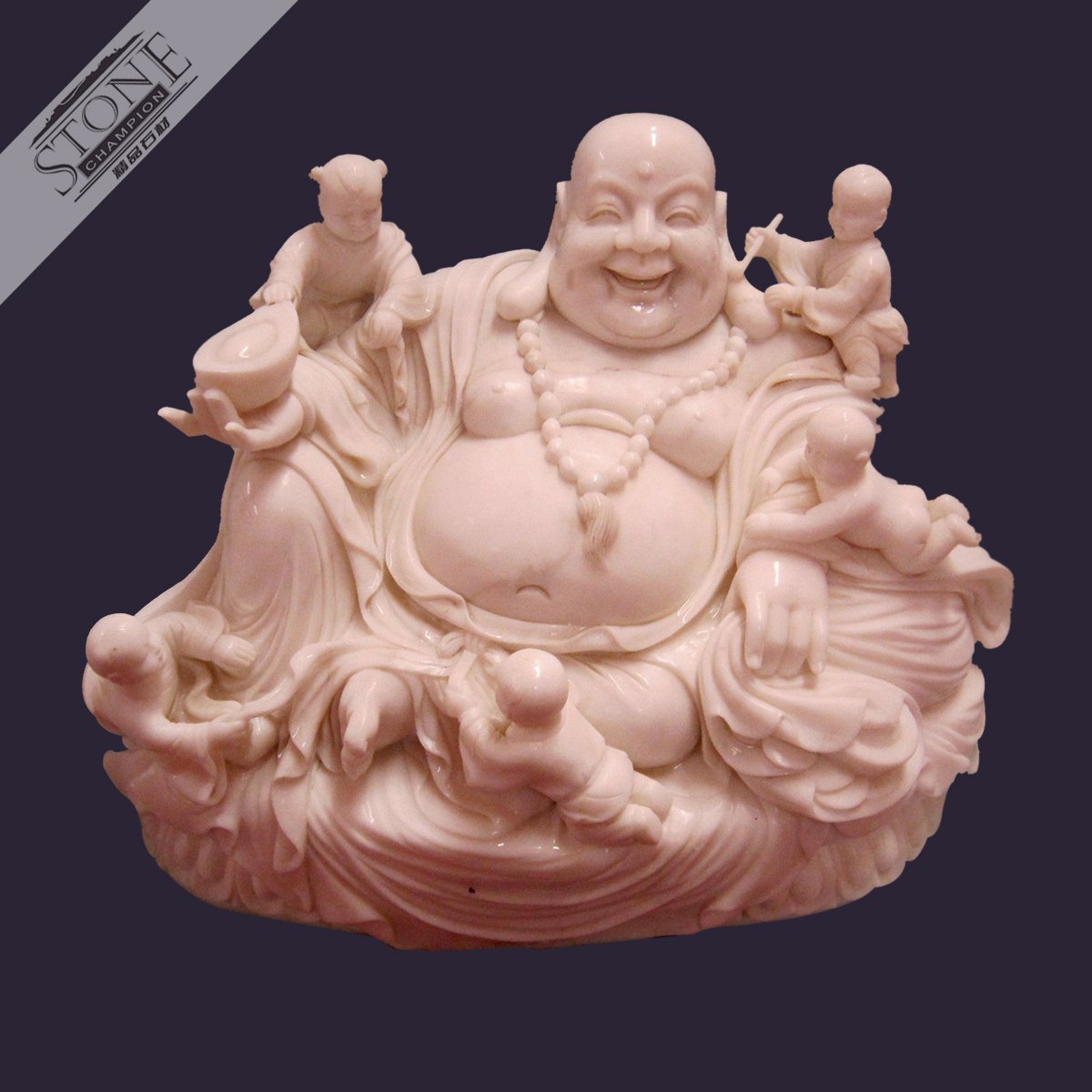 White marble Happy buddha sculpture