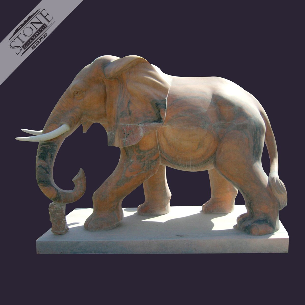 Red marble elephant statu