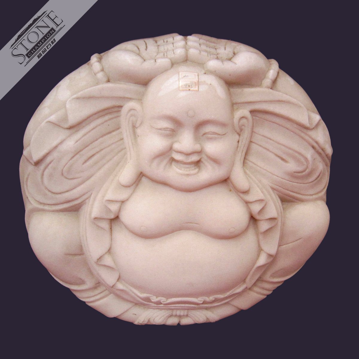 Happy buddha relief statu