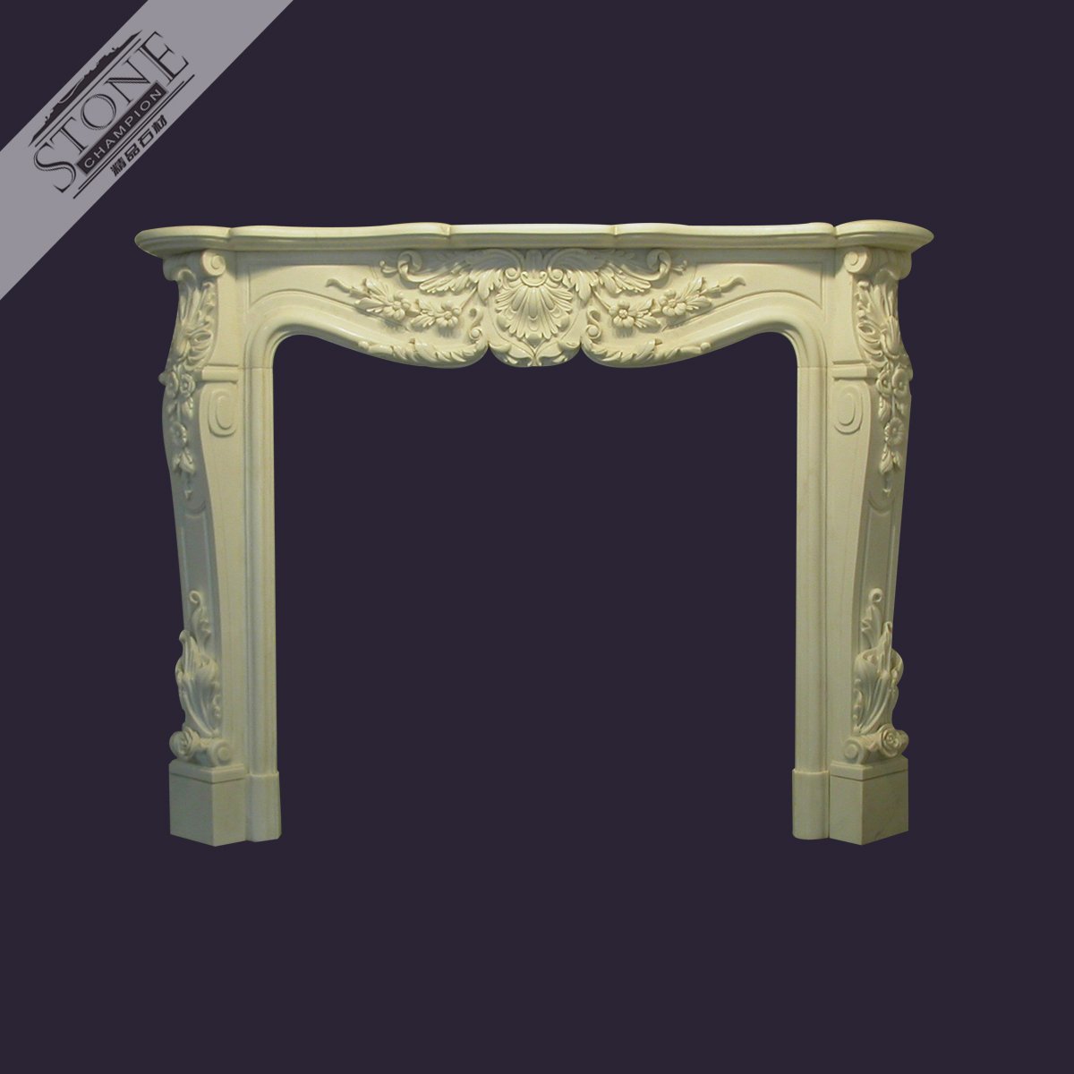 French style Louis XVI white marble fireplace mantel