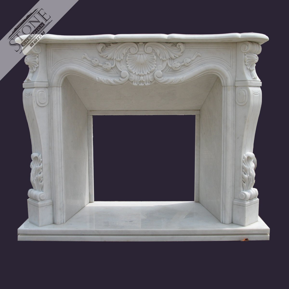 French style white marble indoor freestanding fireplace mant