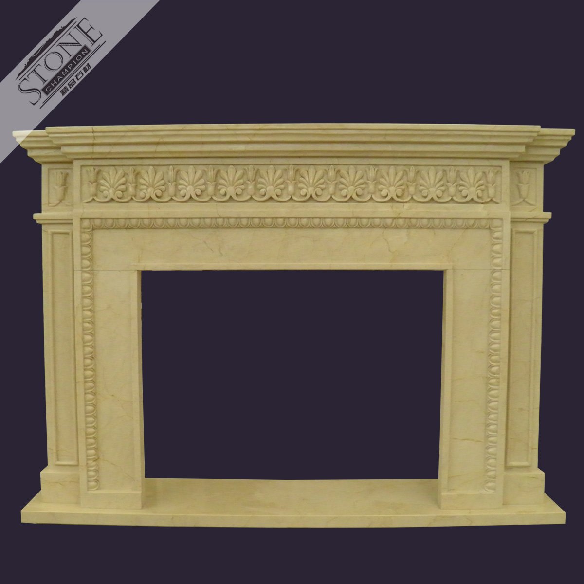 Classic designed golden color natural stone fireplace