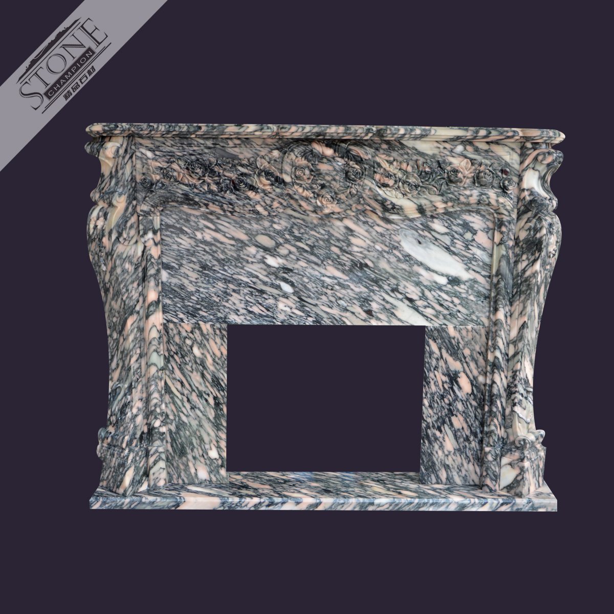 French style Chinese Arabescato marble fireplace mantel