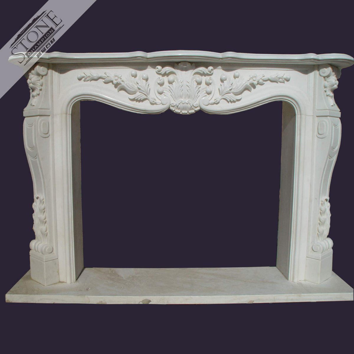 French style white marble indoor used fireplace mantel
