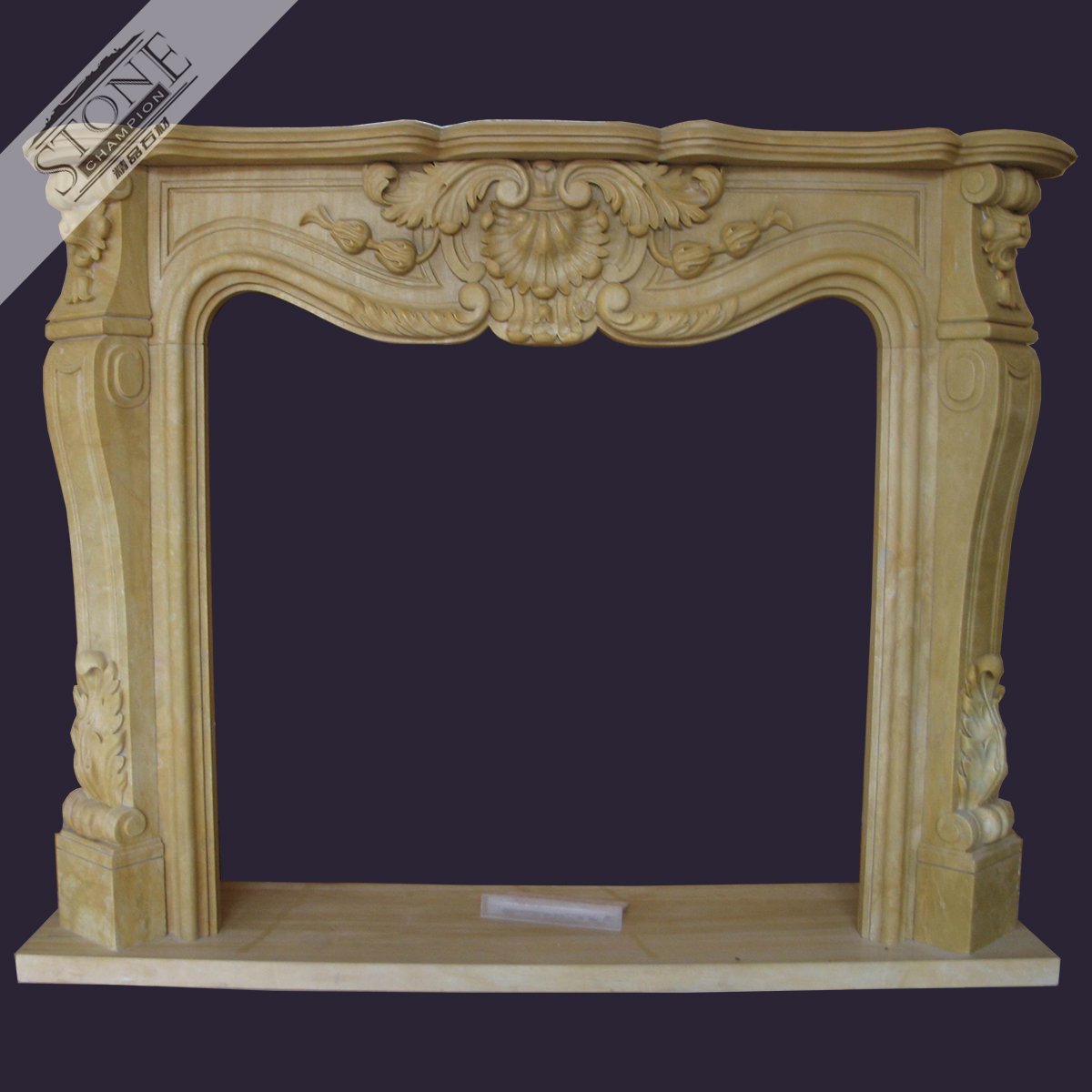 French style yellow marble indoor freestanding fireplace man