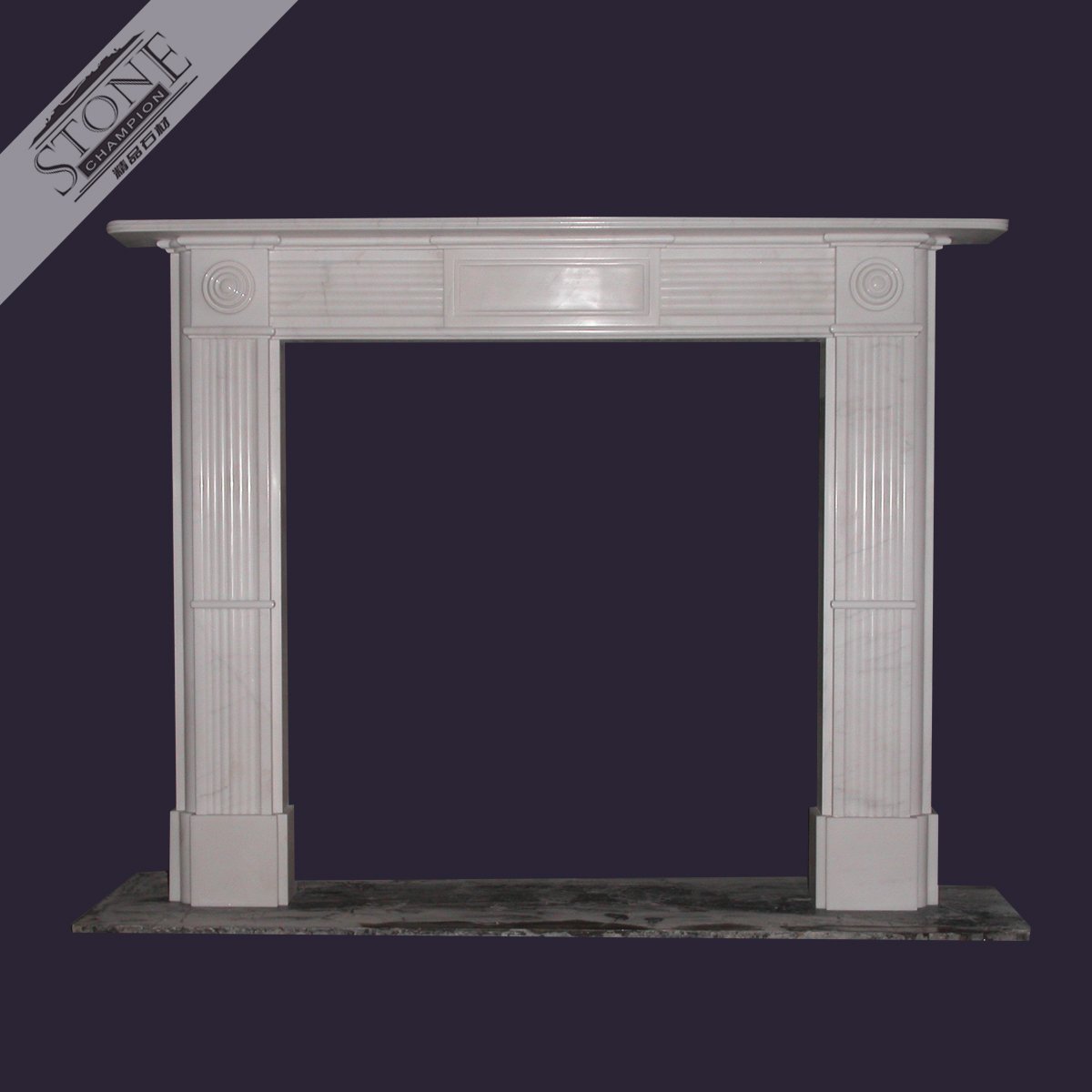 British style pure white marble fireplace surround