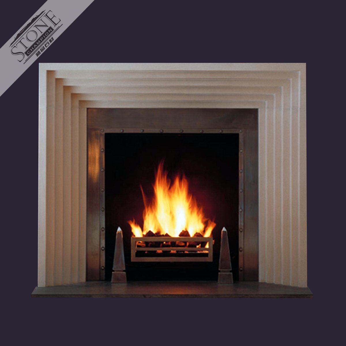 Modern flutes decorative limestone fireplace mantel