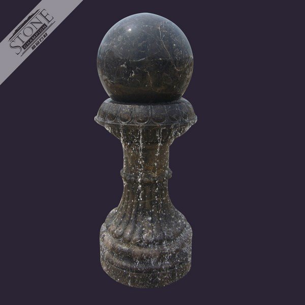 Pedestal floating sphere marble water fountain