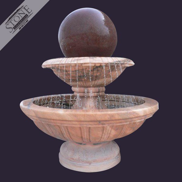 Red marble ball fountain