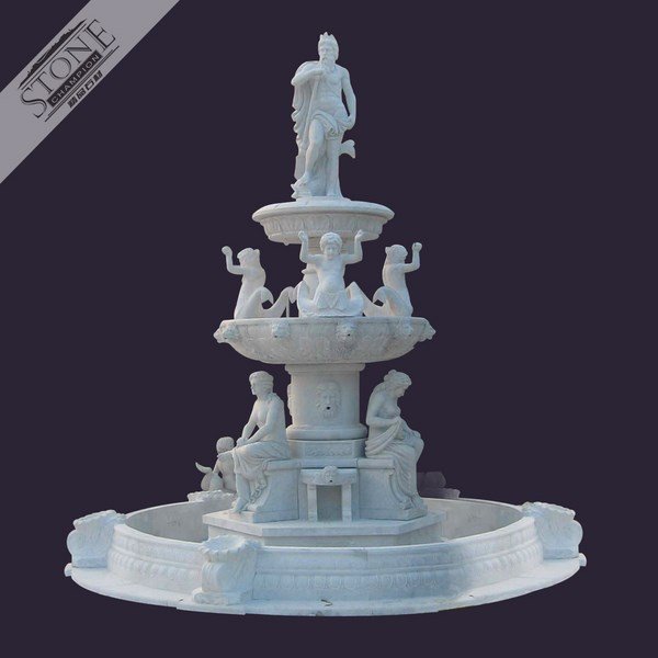 Large size outdoor natural marble fountain with statues