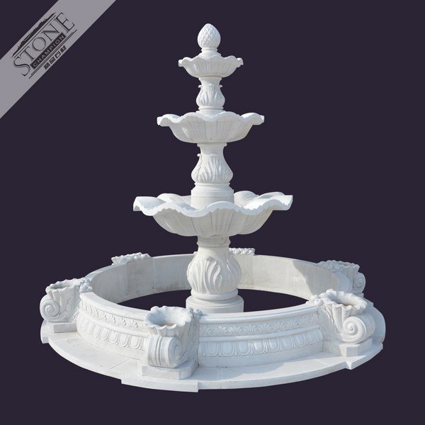 Classic white marble garden water fountain