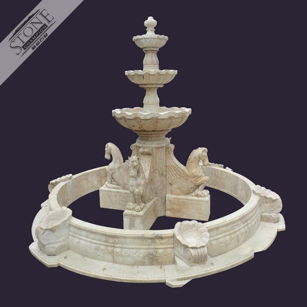 Garden stone horse fountain