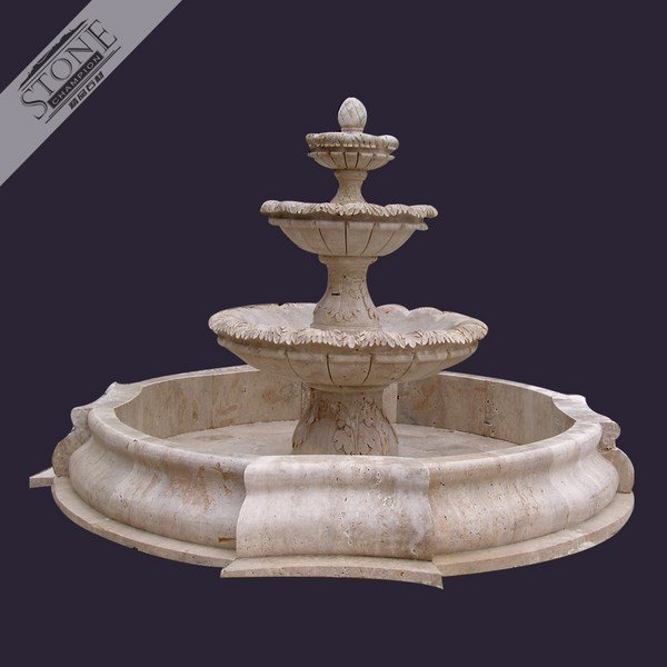 Travertine natural stone water fountain