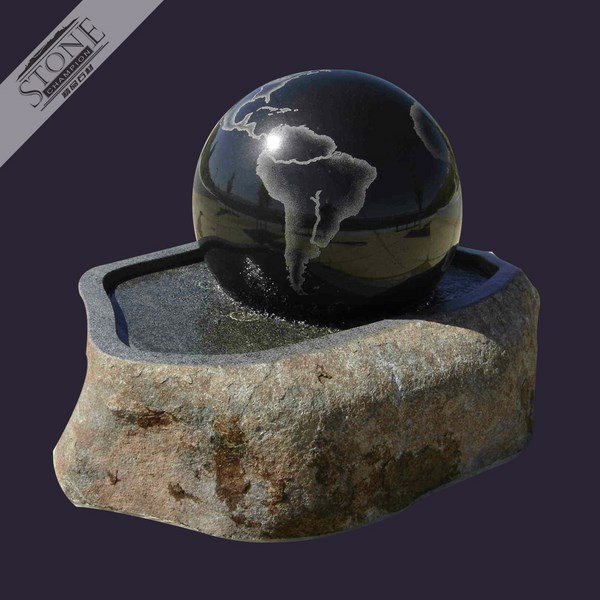 World Map Black granite b