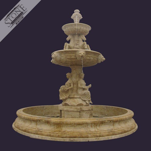 Garden fountain with statues