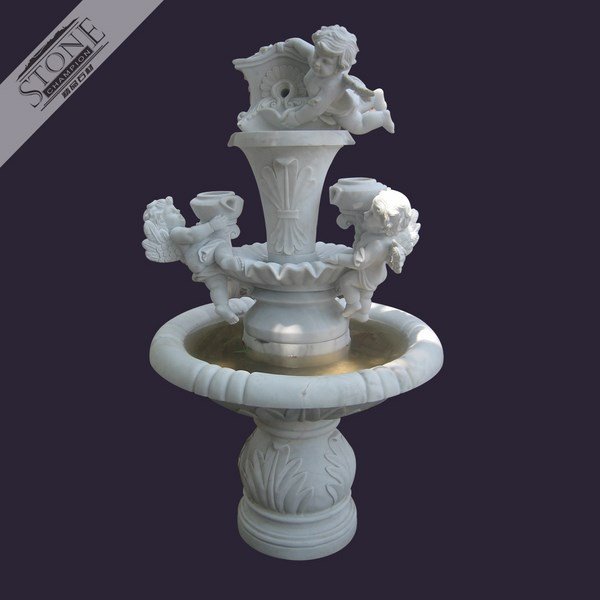 Hand carved white marble garden water fountain