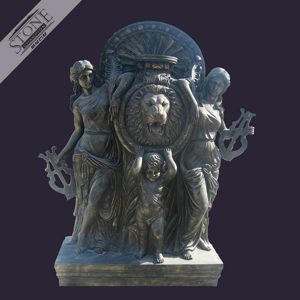 Staturary black marble wall fountain