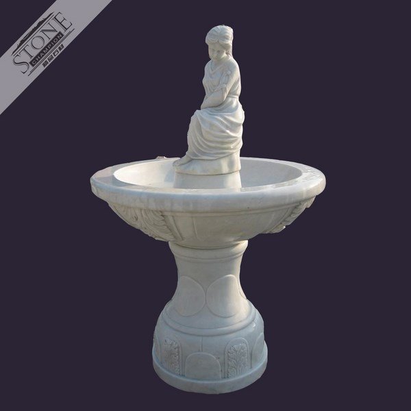 White marble lady fountain
