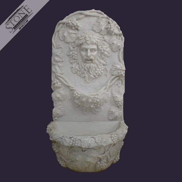 Grape vine design man head white marble water fountain