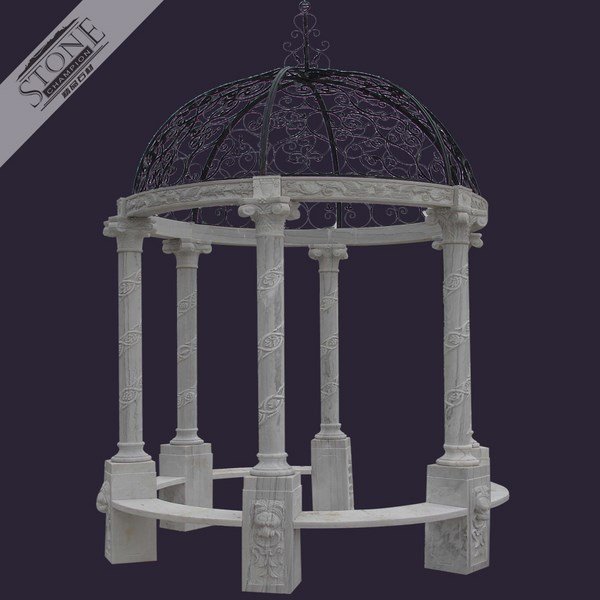 Customized white marble garden gazebo