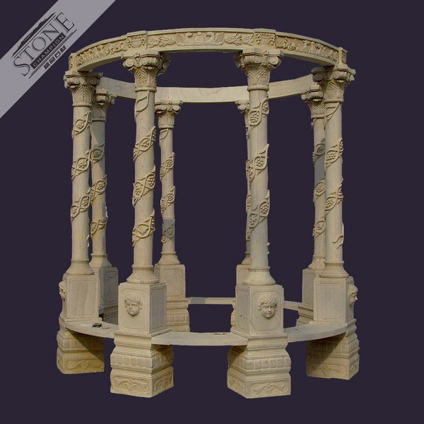 Hand carved stone brown sandstone gazebo