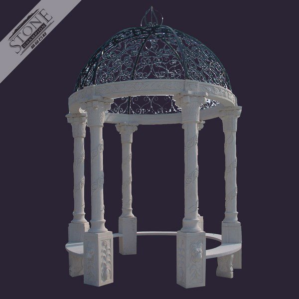 Hand carved white marble gazebo