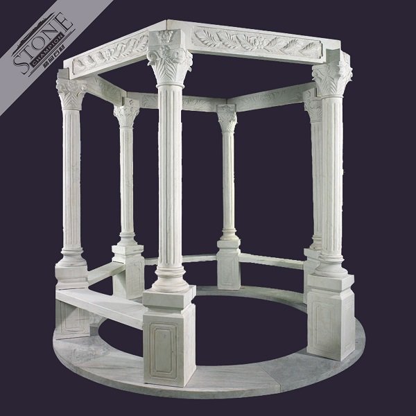 Special hexagonal shape outdoor marble gazebo