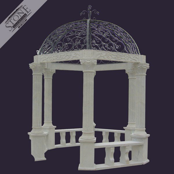 Outdoor white marble gazebo with Roman columns