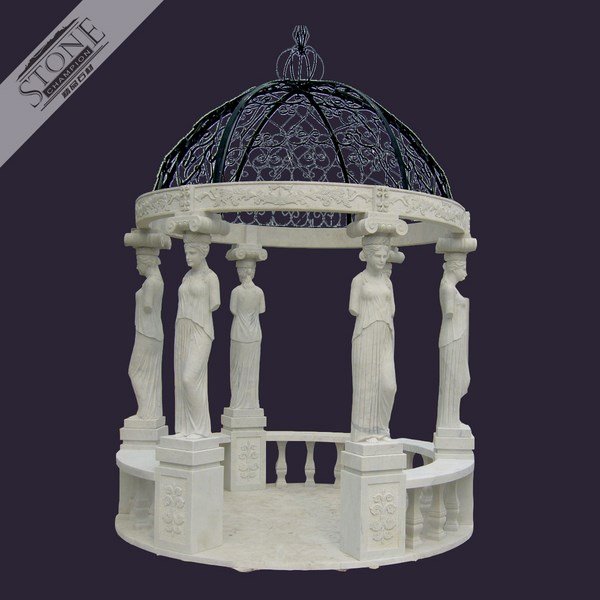 White marble gazebo with lady column