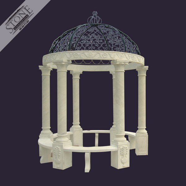 White marble gazebo with simple column